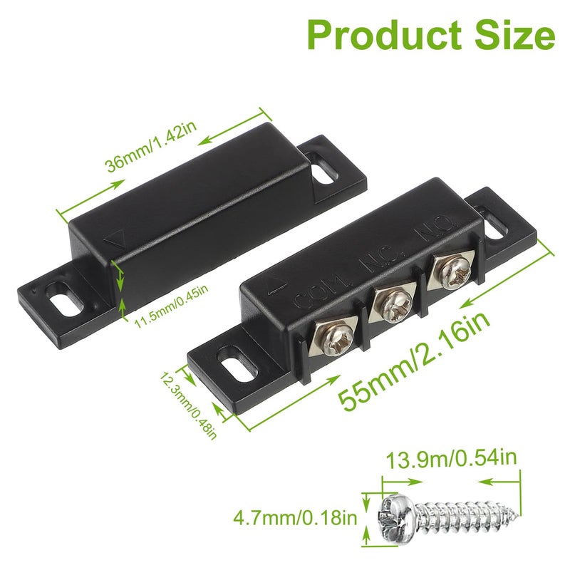 EPLZON Magnetic Reed Switch Normally Open and Normally Closed NC NO Magnetic Proximity Switch for Door Alarm, Window Safety, DC 5V 12V 24V Light GPS Other Equipment Reed Switch (Black, Pack of 2pcs) - Image 2
